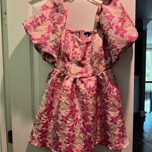 Elegant Pink Floral Mini Dress